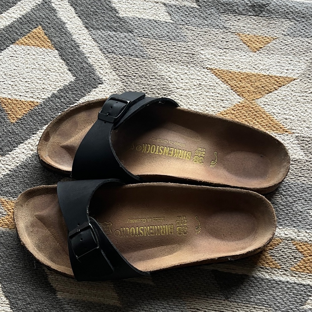 Birkenstock Madrid Black Single-Band Slide Sandals